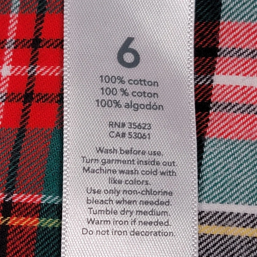 Carters Plaid Top Girls Sz 6 Red Green Blouse‎ Christmas Holiday Festive Party
